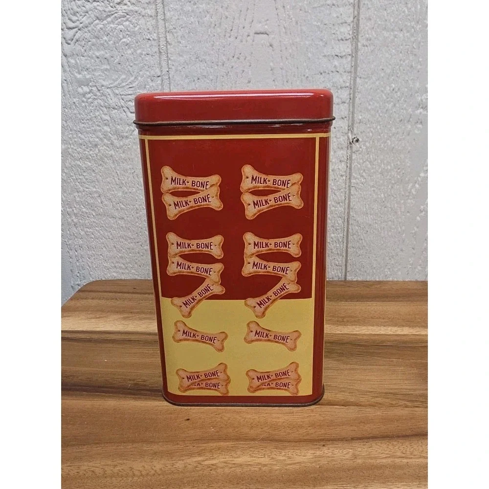 Vintage Milk Bone Dog Tin Can With Lid &  Treat Holder Case VTG 90's EUC